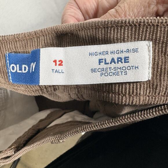 Old Navy Flare Jeans Womens Size 12 Tall Higher High Rise Corduroy Brown Pant - Picture 4 of 10